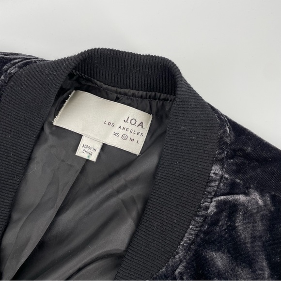 J.O.A. Black Velour Embroidered Zipped Jacket S - Picture 5 of 5